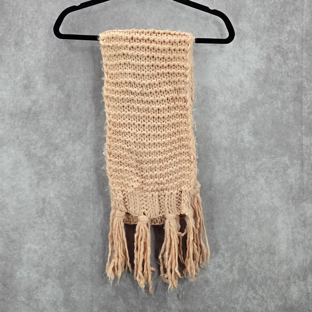 Pink Chunky Fringe Cable Knit‎ Weave Long Scarves Wrap Scarf